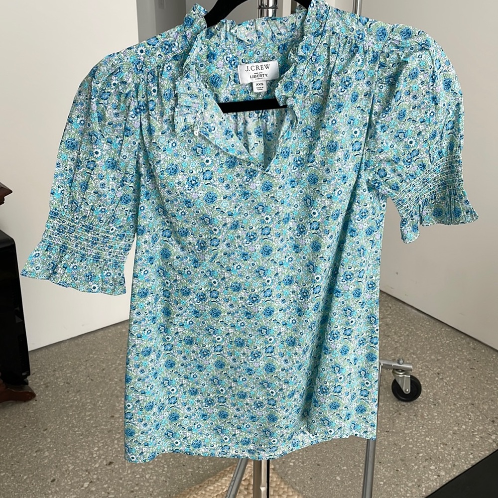 Jcrew liberty print ruffle top